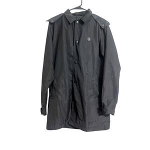 Le Breve Black Hooded Rain Parka Jacket Med